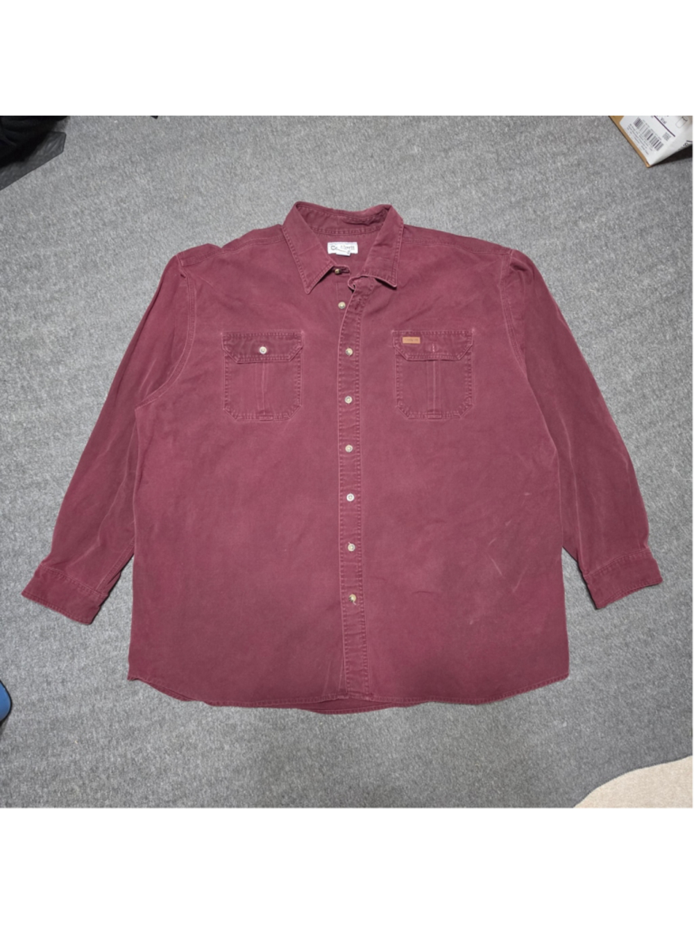 Carhartt Long Sleeve Button Up Shirt Mens 3XL Tall Maroon Red Workwear